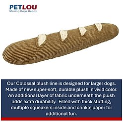 Petlou Baguette Squeaky Plush Dog Toy, Brown, 27-in slide 2 of 5