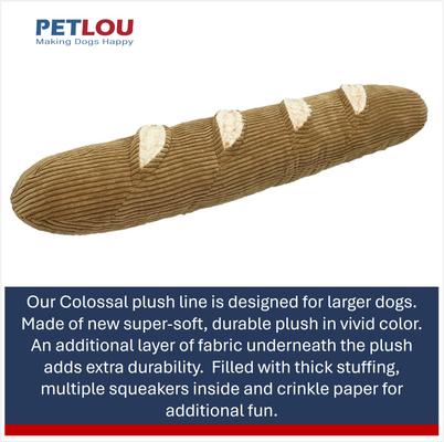 Show full view: Petlou Baguette Squeaky Plush Dog Toy, Brown, 27-in slide 4 of 6
