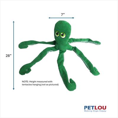 Show full view: Petlou Octopus Squeaky Plush Dog Toy, Green, 28-in slide 4 of 7
