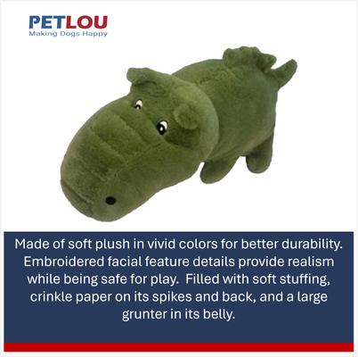 Show full view: Petlou Alligator Squeaky Plush Dog Toy, Green, 17-in slide 4 of 5