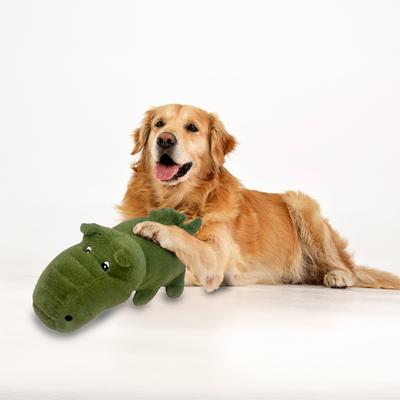Show full view: Petlou Alligator Squeaky Plush Dog Toy, Green, 17-in slide 2 of 5
