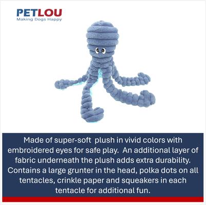 Show full view: Petlou King Octopus Squeaky Plush Dog Toy, Blue, 26-in slide 4 of 6