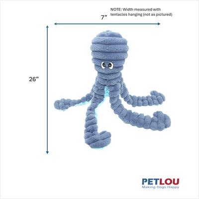 Show full view: Petlou King Octopus Squeaky Plush Dog Toy, Blue, 26-in slide 3 of 6