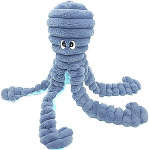 Petlou King Octopus Squeaky Plush Dog Toy, Blue, 26-in