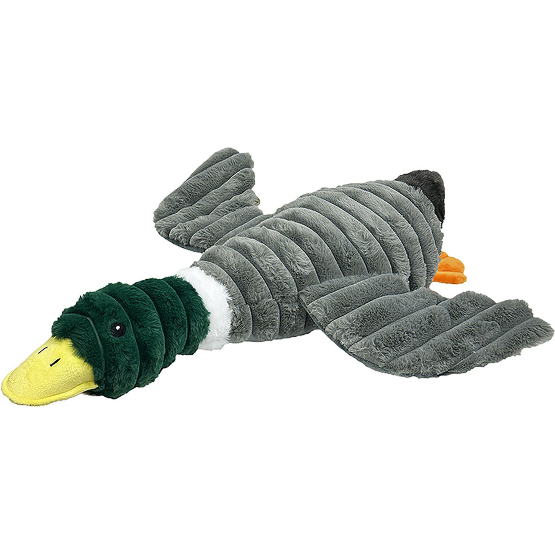 Petlou Farm Friends Mallard Duck Squeaky Plush Dog Toy, Grey, 26-in