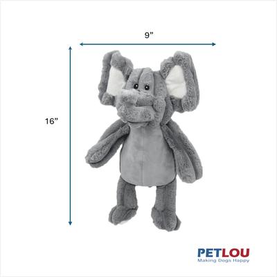 Show full view: Petlou Zoo Friends Elephant Squeaky Plush Dog Toy, Grey, 16-in slide 3 of 5