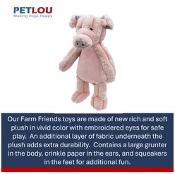 Petlou Farm Friends Pig Squeaky Plush Dog Toy, Pink, 16-in slide 2 of 5