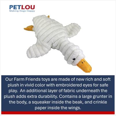 Show full view: Petlou Farm Friends Goose Squeaky Plush Dog Toy, White, 36-in slide 4 of 6
