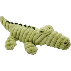 Petlou Zoo Friends Alligator Squeaky Plush Dog Toy, Green, 36-in
