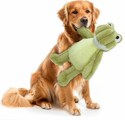 Show full view: Petlou Farm Friends Frog Squeaky Plush Dog Toy, Green, 16-in slide 2 of 6