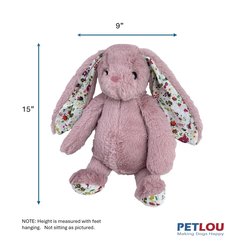 Petlou Rabbit Squeaky Plush Dog Toy, Mauve, 15-in slide 2 of 5