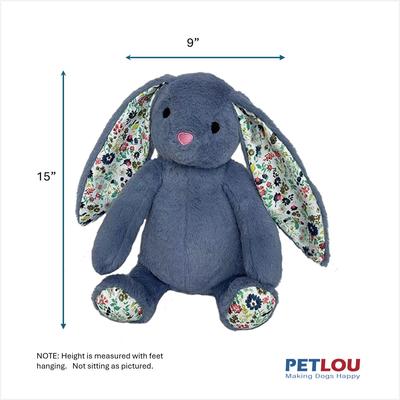 Show full view: Petlou Rabbit Squeaky Plush Dog Toy, Blue, 15-in slide 3 of 6