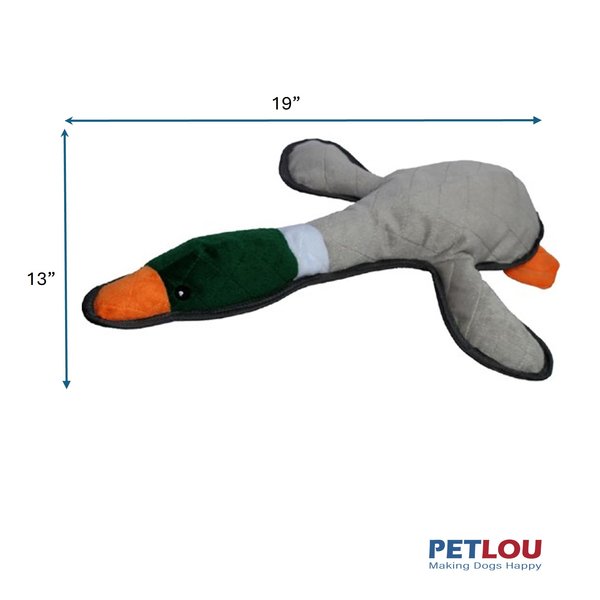 Show full view: Petlou Bite Me Mallard Duck Squeaky Plush Dog Toy, Grey, 19-in slide 3 of 5