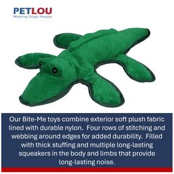 Petlou Bite Me Alligator Squeaky Plush Dog Toy, Green, 14-in slide 2 of 5