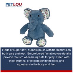Petlou Elephant Squeaky Plush Dog Toy, Blue, 15-in slide 2 of 5