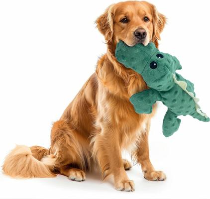 Show full view: Petlou Dotty Friends Crocodile Squeaky Plush Dog Toy, Green, 18-in slide 2 of 5