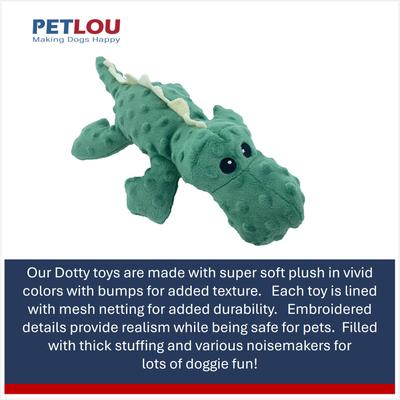 Show full view: Petlou Dotty Friends Crocodile Squeaky Plush Dog Toy, Green, 14-in slide 4 of 5