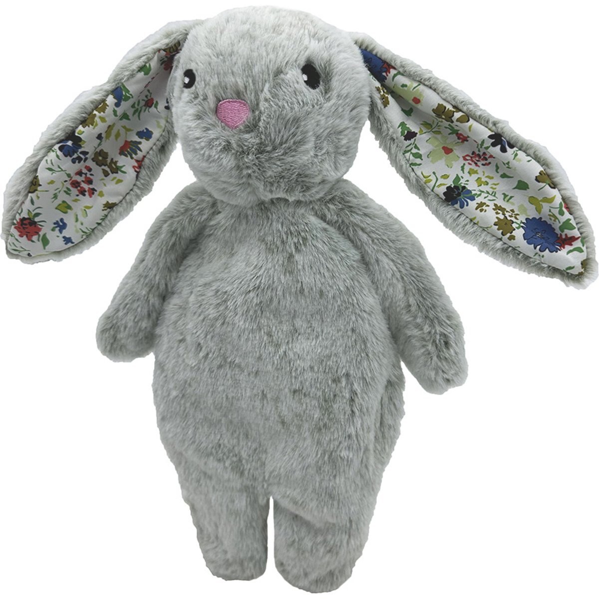 Petlou Floppy Rabbit Squeaky Plush Dog Toy, Grey, 13-in