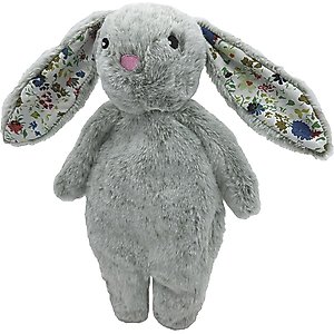 Petlou Floppy Rabbit Squeaky Plush Dog Toy, Grey, 13-in