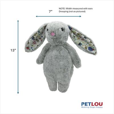 Show full view: Petlou Floppy Rabbit Squeaky Plush Dog Toy, Grey, 13-in slide 3 of 6