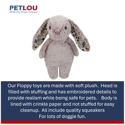 Petlou Floppy Rabbit Squeaky Plush Dog Toy, Pink, 13-in slide 2 of 5