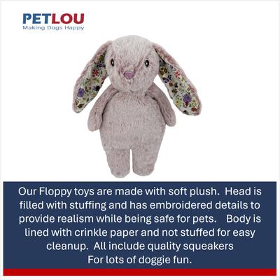 Show full view: Petlou Floppy Rabbit Squeaky Plush Dog Toy, Pink, 13-in slide 4 of 5