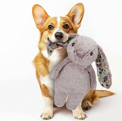 Show full view: Petlou Floppy Rabbit Squeaky Plush Dog Toy, Pink, 13-in slide 2 of 5