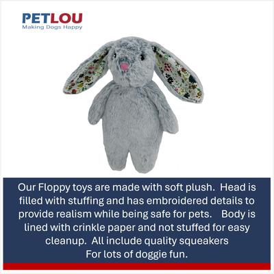 Show full view: Petlou Floppy Rabbit Squeaky Plush Dog Toy, Blue, 13-in slide 4 of 5