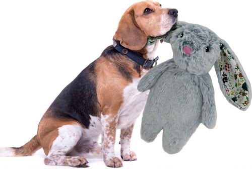 Show full view: Petlou Floppy Rabbit Squeaky Plush Dog Toy, Blue, 13-in slide 2 of 5