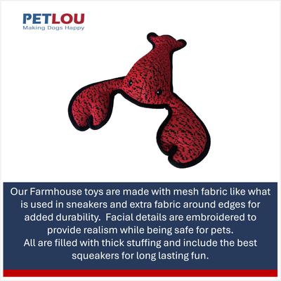 Show full view: Petlou Farmhouse Lobster Squeaky Plush Dog Toy, Red, 13-in slide 4 of 5