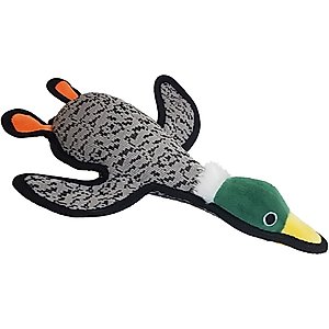 Petlou Farmhouse Mallard Duck Squeaky Plush Dog Toy, Grey, 13-in