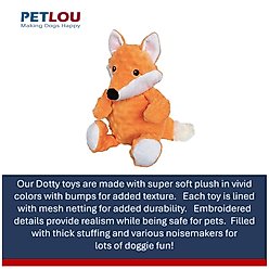 Petlou Dotty Friends Fox Squeaky Plush Dog Toy, Orange, 12-in slide 2 of 5