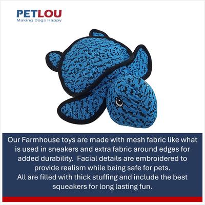 Show full view: Petlou Farmhouse Turtle Squeaky Plush Dog Toy, Blue, 11-in slide 4 of 5