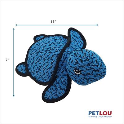 Show full view: Petlou Farmhouse Turtle Squeaky Plush Dog Toy, Blue, 11-in slide 3 of 5