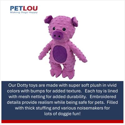 Show full view: Petlou Dotty Friends 3.0 Pig Squeaky Plush Dog Toy, Pink, 13-in slide 4 of 5
