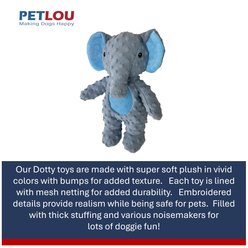 Petlou Dotty Friends 3.0 Elephant Squeaky Plush Dog Toy, Grey, 13-in slide 2 of 5