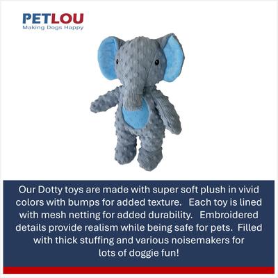 Show full view: Petlou Dotty Friends 3.0 Elephant Squeaky Plush Dog Toy, Grey, 13-in slide 4 of 5