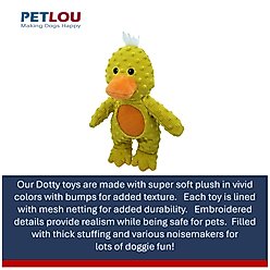 Petlou Dotty Friends 3.0 Duck Squeaky Plush Dog Toy, Yellow, 13-in slide 2 of 5