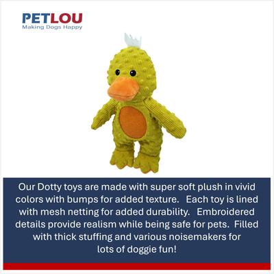 Show full view: Petlou Dotty Friends 3.0 Duck Squeaky Plush Dog Toy, Yellow, 13-in slide 4 of 5