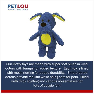 Show full view: Petlou Dotty Friends 3.0 Dog Squeaky Plush Dog Toy, Blue, 13-in slide 4 of 5