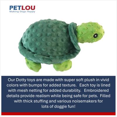 Show full view: Petlou Dotty Friends Turtle Squeaky Plush Dog Toy, Green, 12-in slide 4 of 6