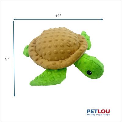 Show full view: Petlou Dotty Friends Tortoise Squeaky Plush Dog Toy, Green, 12-in slide 3 of 6