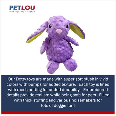 Show full view: Petlou Dotty Friends Rabbit Squeaky Plush Dog Toy, Purple, 12-in slide 4 of 5