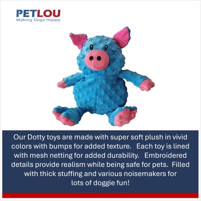 Show full view: Petlou Dotty Friends Pig Squeaky Plush Dog Toy, Blue, 12-in slide 4 of 6