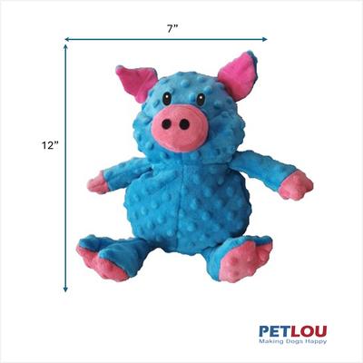 Show full view: Petlou Dotty Friends Pig Squeaky Plush Dog Toy, Blue, 12-in slide 3 of 6