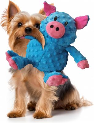 Show full view: Petlou Dotty Friends Pig Squeaky Plush Dog Toy, Blue, 12-in slide 2 of 6