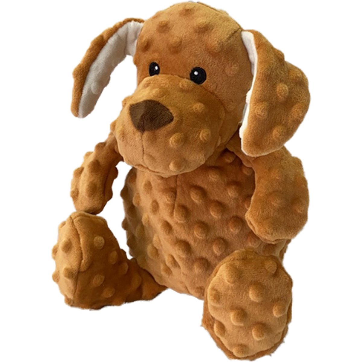 Petlou Dotty Friends Dog Squeaky Plush Dog Toy, Brown, 12-in