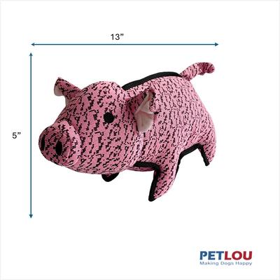 Show full view: Petlou Farmhouse Pig Squeaky Plush Dog Toy, Pink, 13-in slide 4 of 7
