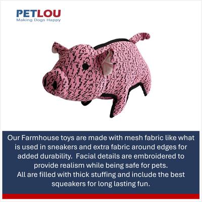 Show full view: Petlou Farmhouse Pig Squeaky Plush Dog Toy, Pink, 11-in slide 4 of 6