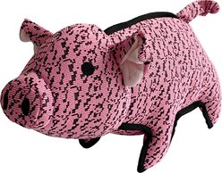 Petlou Farmhouse Pig Squeaky Plush Dog Toy, Pink, 13-in